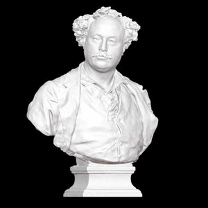 Alexandre Dumas Bust, Dumas Sculpture,  French Writer, Theree Musketeers, Count of Monte Cristo, 3D Printed Sculpture, Size & Colour Options