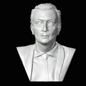 Salvador Dali Bust, Salvador Dali Statue, Dali Sculpture, Spanish Painter, Surrealism, Modernism, 3D Printed Sculpture, Size & Clour Options