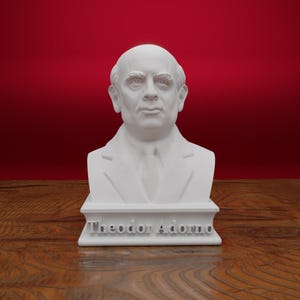 Busto de Theodor Adorno, escultura de Theodor W. Adorno, filósofo alemán, impresión 3D, opciones de tamaño y color.