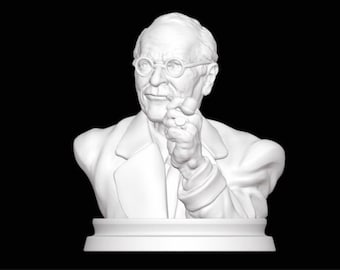 Busto de Carl Jung, escultura de psicoanalista, plástico impreso en 3D.