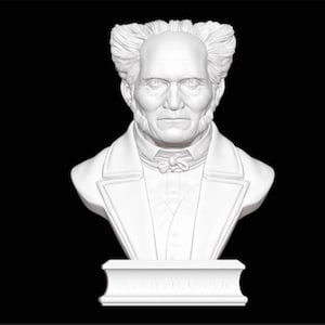 Statua di Arthur Schopenhauer, Busto di Arthur Schopenhauer, Scultura di Schopenhauer, Filosofo tedesco, Statua stampata in 3D, Opzioni di dimensioni e colore
