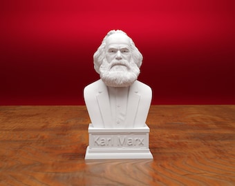 Busto de Karl Marx, estatua impresa en 3D, opciones de tamaño y color.