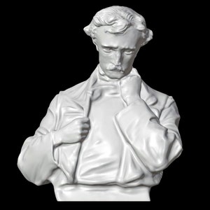 Edgar Allen Poe Statue, Edgar Allen Poe Sculpture, Poe Bust, American Writer and Poet, 3D Printed Statue, Size & Colour Options