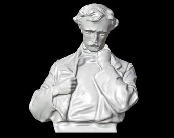 Edgar Allen Poe Statue, Edgar Allen Poe Sculpture, Poe Bust, American Writer and Poet, 3D Printed Statue, Size & Colour Options