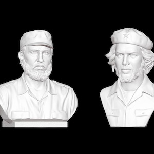 Ernesto Che Guevara & Fidel Castro Bust, Che Guevara Statue, Castro Sculpture, Socialism, 3D Printed Sculpture, Size - Colour Options