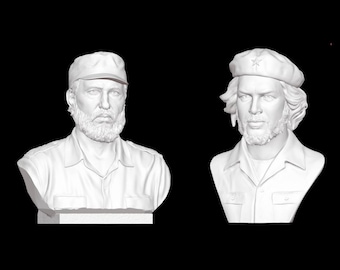 Che Guevara & Fidel Castro Bust, 3D Printed Bioplastic Sculpture