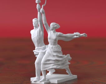 Worker and Kolkhoz Woman, Socialist Realism, 3D Prinetd Statue, Size & Colour Option