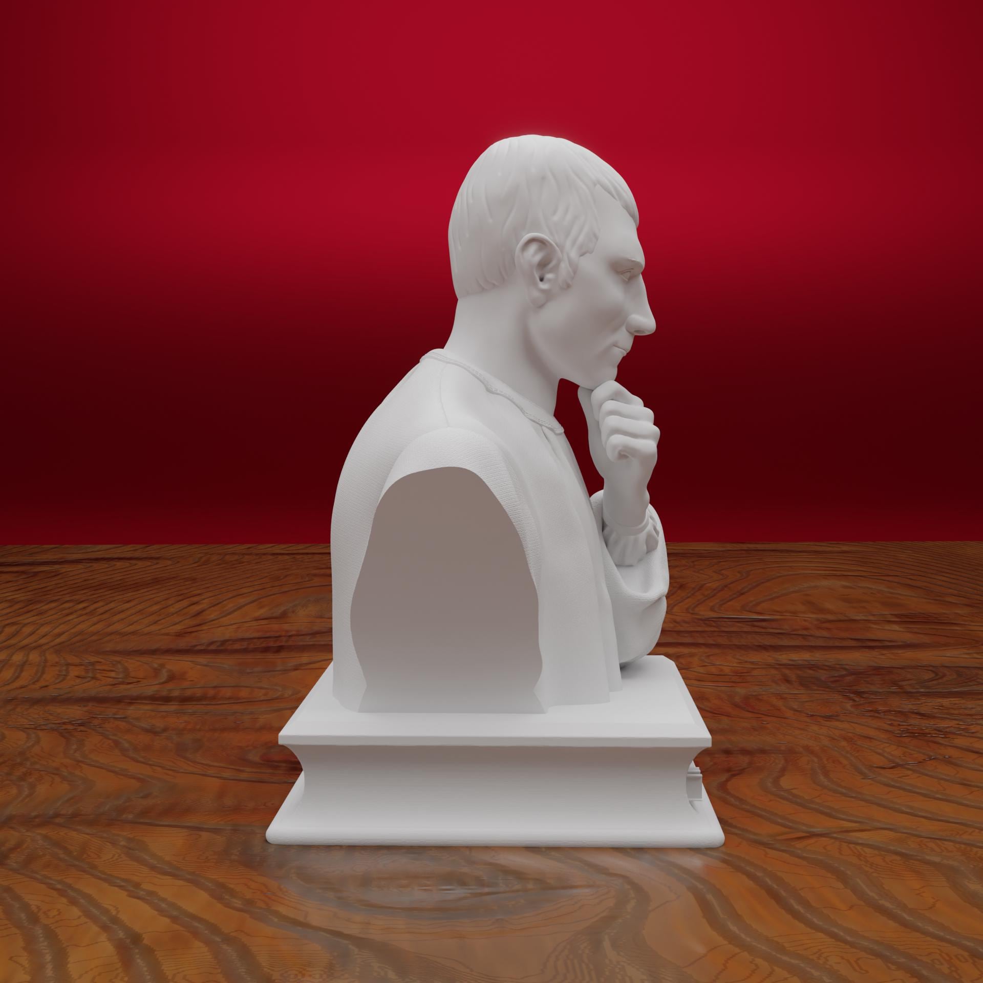 Machiavelli Büste Aus Marmor & Harz - 15 Cm Weiße Design-Statue Made In Italy