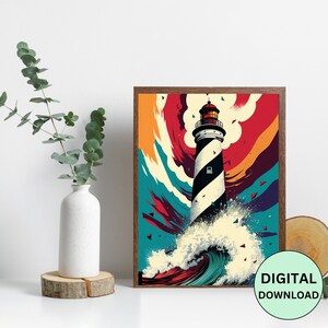 Pop Art Style Lighthouse Printable Wall Décor