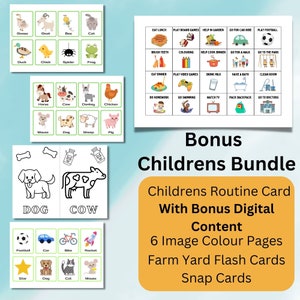 Kids Routine Cards, Children's Bundle, Daily Rhythm, Visual Schedule for Toddlers and Kids, Printable Download, Word association