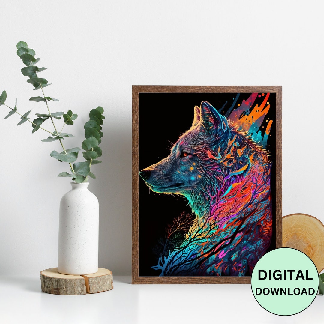 Majestic Wolf Digital Art Print - Etsy