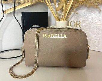 Personalised Faux Leather Travel Beauty Makeup Bag | Custom Toiletry Bag | Chic Travel Pouch Gift Birthday, Special Occasion, Bridesmaids