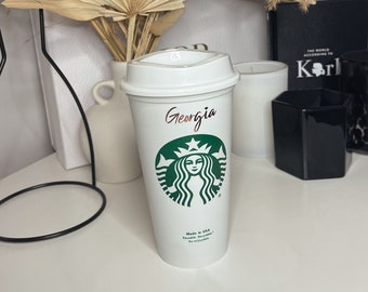 Personalised Grande 16 Oz coffee Cup Custom Starbucks Inspired Design in Multiple Colours -Personalised Name Option | Gifts for Her