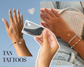 Heart Tanning Tattoo Sticker Decal. Pack of 18. | Sun Tan Bed, Skin Sticker - Body Stencils, Perfect Summer Hack, Fun Activity, Must-Have