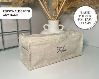 Personalised Toiletry Makeup Bag with Wipe Clean Lining| Multi purpose | Custom Toiletry Bag | Gift for Birthday or Special Occasion