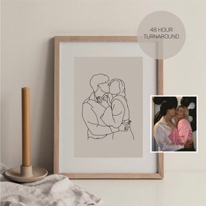 Custom Line Art from photo - Digital Product - Personalized gift for partner, friend, family - 1-2 people