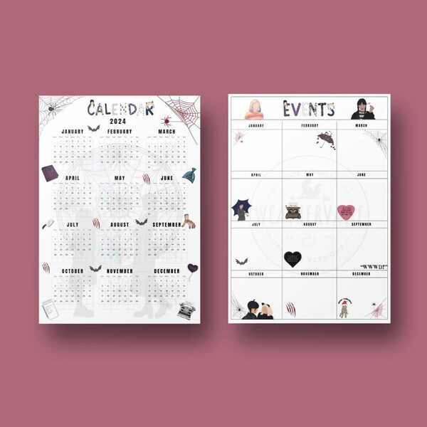 Goth Wall Calendar 2024 Etsy