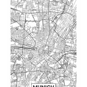 München SVG, Png, Cdr, AI, Eps, Dxf, München Karte, München Kunst, Straßennetz München, München Stadtplan, Karte von München, München Cut Datei