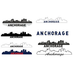 Anchorage Alaska Cut File, SVG SKYLINE ANCHORAGE, Anchorage svg, Alaska Skyline