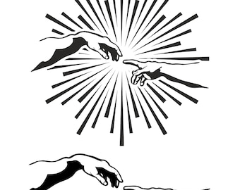 Creation of Adam svg, Creation of Adam png, Michelangelo, Renaissance art, God Cricut, Adam Cut File, Creation Silhouette, God Svg, Adam Png