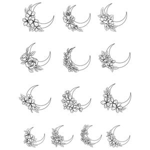 Lua Svg, Lua Floral Svg, Flor Svg, Lua Crescente Svg, Estrela da Lua Svg, Lua Mística Svg, Arquivo de Corte da Lua, Flor Silvestre Svg, Boho svg