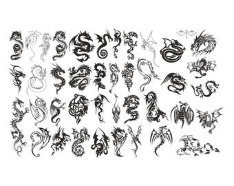 Dragon SVG, Dragon Silhouette, Dragon Clipart, Dragon Vector, Flying Dragon Svg, Dragon cut Files for Cricut, magical dragons