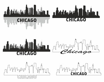 Chicago Illinois Skyline svg, Chicago Design, Chicago illinois Silhouette, digitaler Download, Chicago Skyline svg