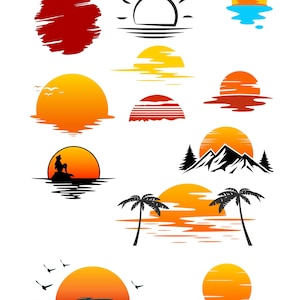 Soluppgång SVG, soluppgångsklippfil, solnedgång SVG, solvektor, soluppgångssvg, solsvg för Cricut, solsvg, sol Cricut, solsiluett
