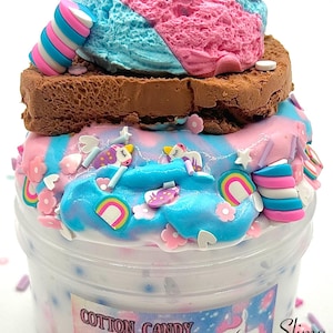 Cotton Candy Unicorn Sandwich  - Butter Slime - ASMR - DIY Clay
