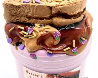 Peanut Butter Jelly Sandwich  - Butter Slime - ASMR - DIY Clay