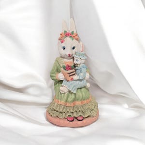 IRS 1995 Mrs. Francis Fluffington & Olivia Bunny Figurine Vintage Easter Decoration Collectible Rare