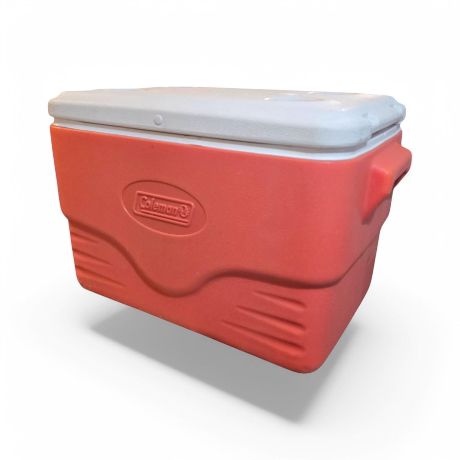 Vintage 1993 Coleman Cooler Model 6280 Red 36-quart W/ruler, Cup