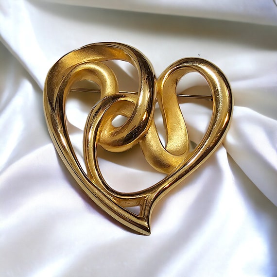 Vintage GENUINE Erwin Pearl Twisted Heart Brooch … - image 1