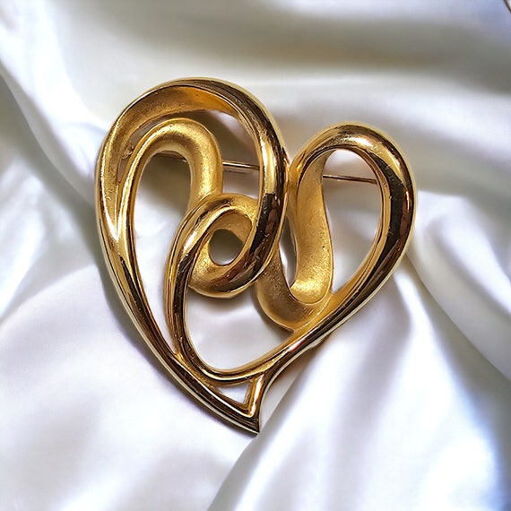 Vintage GENUINE Erwin Pearl Twisted Heart Brooch … - image 2