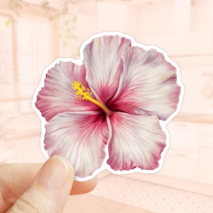 Hibiskus Aquarell Aufkleber, Blumen Aufkleber, Gestanzter Aufkleber, Laptop Aufkleber, Vinyl Aufkleber, Wasser Flascher Aufkleber, Tropische Blume Aufkleber