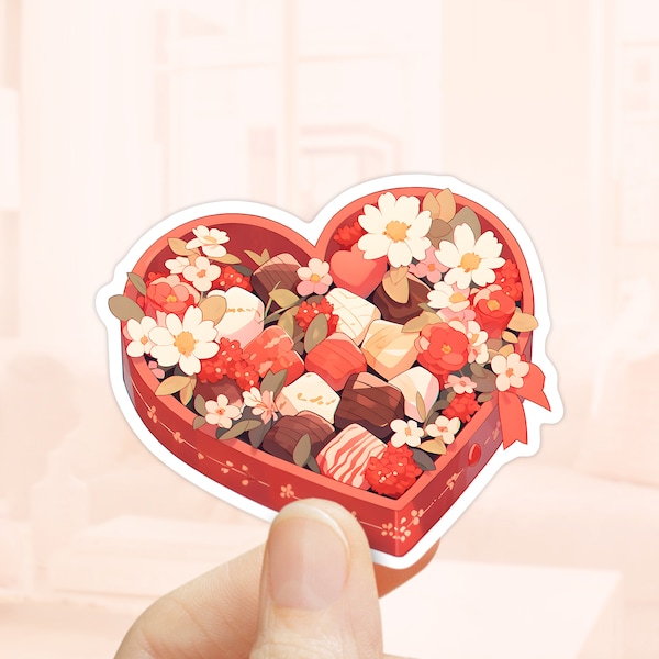 Valentine's Day Box Sticker, Journal Stickers, Scrapbook Sticker, Planner Sticker, Romantic Sticker, Heart Shaped Box, Chocolates, Love