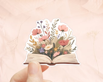 Floral Book Sticker, Open Book Sticker, Book Lovers Gifts, Kindle Stickers, Reading Stickers, Hydro Sticker, Water Bottle Sticker