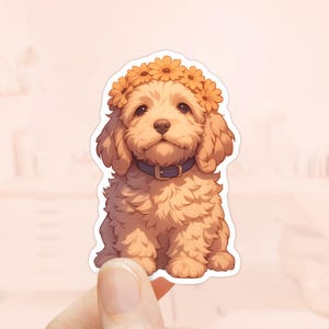 Sticker Labradoodle mignon, autocollant doodle doré, autocollant bouteille d'eau, maman chien, autocollant pour ordinateur portable, cadeau chien doodle doré, stickers chiots