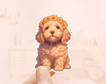 Cute Labradoodle Sticker, Golden Doodle Sticker, Water Bottle Sticker, Dog Mom, Laptop Sticker, Golden Doodle Dog Gift, Puppy Stickers
