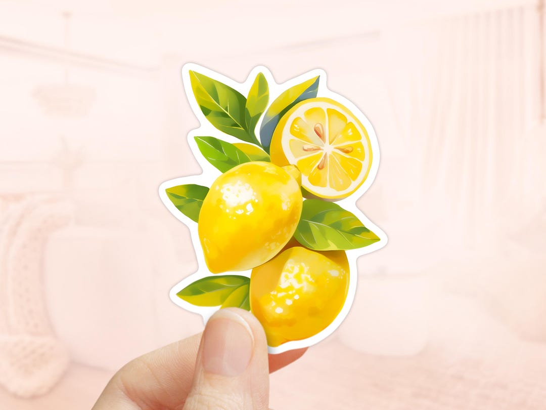 Fresh Lemon Sticker Lemons Sticker, Waterproof Vinyl, Lemon Fruit Sticker, Mediterranean ...