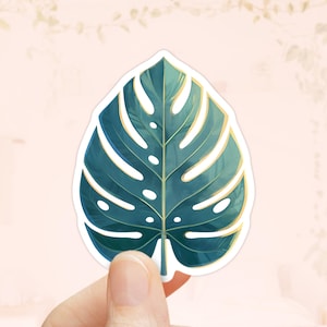 Monstera Blatt Aufkleber, wasserdichtes Vinyl, tropische Blätter Aufkleber, Monstera Aufkleber, Wasserflasche Aufkleber, Pflanzen Mutter Geschenk, Natur Aufkleber