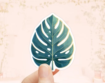 Monstera Leaf Sticker, Waterproof Vinyl, Tropical Leaves Stickers, Monstera Decal, Water Bottle Sticker, Plant Mom Gift, Nature Sticker