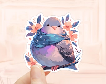Pigeon with Scarf Sticker, Waterproof Vinyl, Laptop Sticker, Pigeon stickers, Bird Decal, Pigeon Gift, Bird Lover Sticker