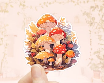 Autocollant champignons, autocollant d’automne, autocollants journal, autocollant scrapbook, autocollants planificateur, Cottagecore, saison d’automne