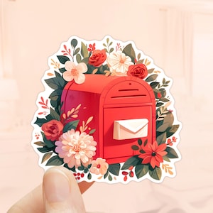 Blumen Briefkasten Aufkleber, Blumen Aufkleber, wasserdichtes Vinyl, Snail Mail Aufkleber, Niedlicher Briefkasten, Bullet Journal, Post Liebesbriefe