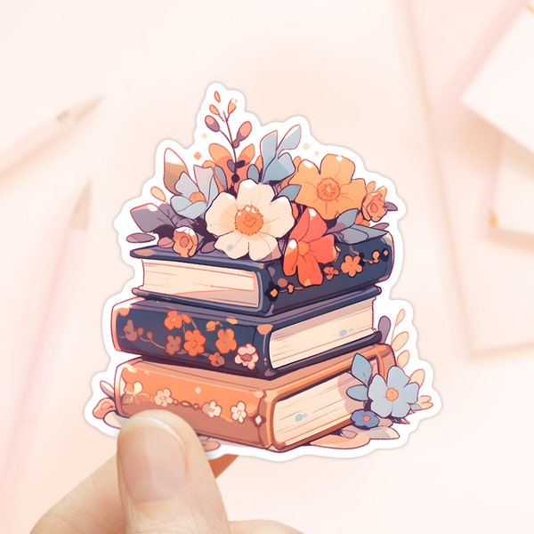 Stapel boeken sticker, pastelkleuren, Kindle sticker, herfststickers, leessticker, boeksticker, lezers, boekenliefhebbers, bibliotheek