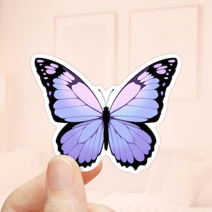 Adesivo de borboleta roxa, vinil à prova d'água, adesivo estético, adesivo de garrafa de água, adesivo de borboleta fofo, adesivos femininos, adesivo Kindle