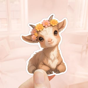 Pegatina de cabra bebé, pegatinas de cabra, pegatina para portátil, amante de los animales, pegatinas impermeables, pegatinas de animales bonitos, animales de granja, cabra enana