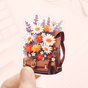 Stickers fleurs sauvages pour sac à dos, Sticker bouteille d'eau, Vinyle imperméable, Cadeaux pour les amoureux de la nature, Stickers randonnée, Stickers floraux, Plein air