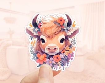 Highland Cow Sticker, Laptop Sticker, Animals lover, waterproof stickers, planner stickers, Cow Stickers, Kindle Sticker, Scottish